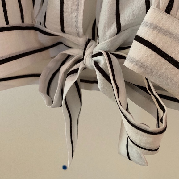 Black and White Strip Camisole with Self-Tie Back - Picture 5 of 7